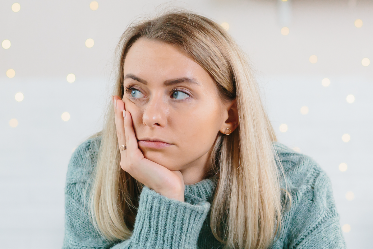 Woman feeling stressed during the holida